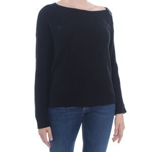 BAR III Womens Black Zip Shoulder Long Sleeve Off Shoulder Sweater XS